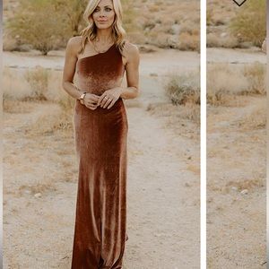 Baltic Born One-Shoulder Brown Maxi Dress